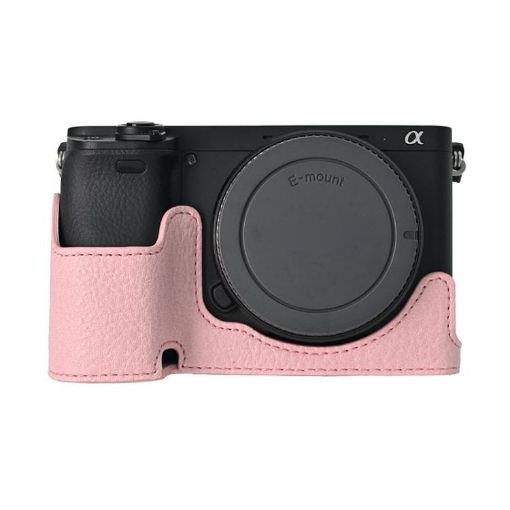 Sony ILCE-6400/A6300/A6200 Pink Litchi Texture Leather Camera Case - 1