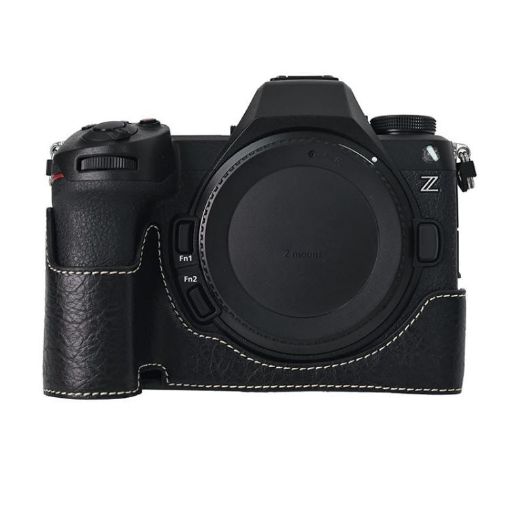 Nikon Z6III Litchi Texture Leather Camera Half Case Base (Black) - 1