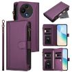 TCL 605/60 SE Purple Leather Case with Zipper & 9 Card Slots - 1