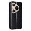 Huawei Pura 80 Ultra 5G Black Leather Flip Case Cubic Grid Texture - 3