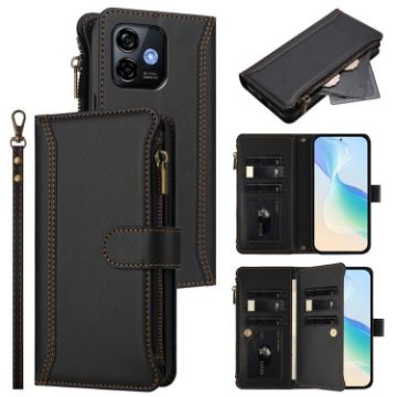 Ulefone Note 16 Pro Leather Case: 9 Card Slots, Magnetic Closure, Black - 1