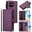 Ulefone Note 16 Pro Purple Leather Case, 9 Card Slots, Strap, Zipper - 1