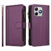 Ulefone Note 18 Ultra/Pro Leather Case: 9 Card Slots, Purple Zipper - 2