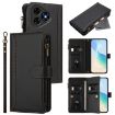 Ulefone Note 19 Leather Case: 9 Card Slots, Zipper, Hand Strap, Black - 1
