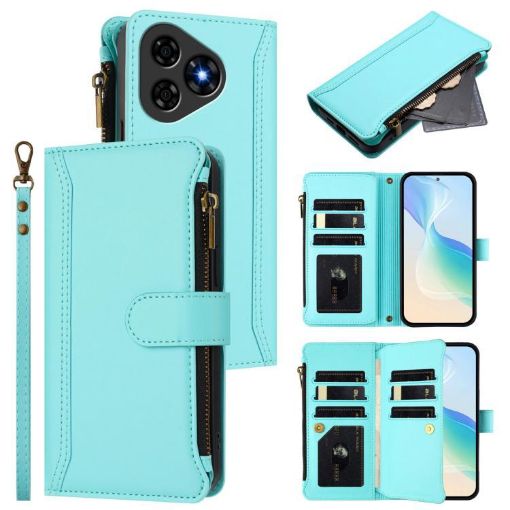 Ulefone Note 19 Leather Case: 9 Card Slots, Magnetic, Mint Green - 1