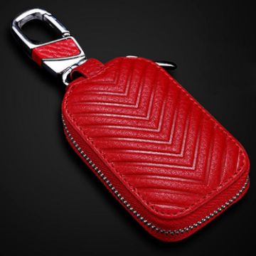 Red Litchi Grain PU Leather Universal Car Key Case - 1