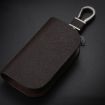 Brown Universal Cowhide Leather Car Key Protective Cover - 1