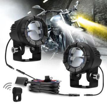 Motorcycle 30W 3000LM 6000K LED Spotlight with Control Cable (Black) - 1