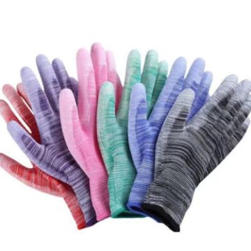 Striped Anti-static PU Palm Gloves, Random Color, Size: S - 1