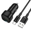 BOROFONE BZ34 QC3.0 Car Charger Set with 1m USB-C Cable (Black) - 1