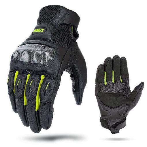 SOMAN MG21 Green Sheepskin Carbon Fiber Off-road Motorcycle Gloves M - 1