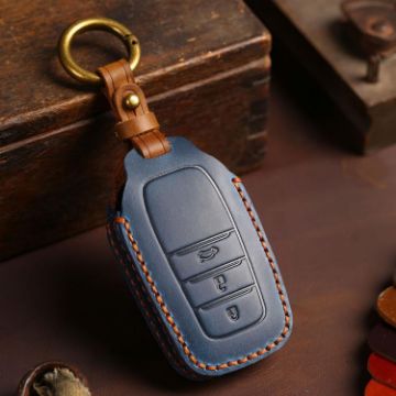 Toyota Corolla 3-Button Blue Cowhide Car Key Cover B111 - 1