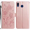 Samsung Galaxy A20e Rose Gold Embossed Flower Leather Case - 1