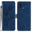 Samsung Galaxy A21S Dark Blue Rose Embossed Leather Case - 1