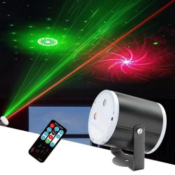 Mini LED Stage Laser Light - Cylindrical Starry Lamp + Remote (Black) - 1