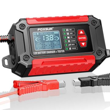 FOXSUR FTC-1206 Car Motorcycle Battery Charger Tester, UK Plug - 1