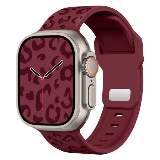 Leopard Silicone Watch Band for Apple Watch 38-42mm (Wine Red) - 1