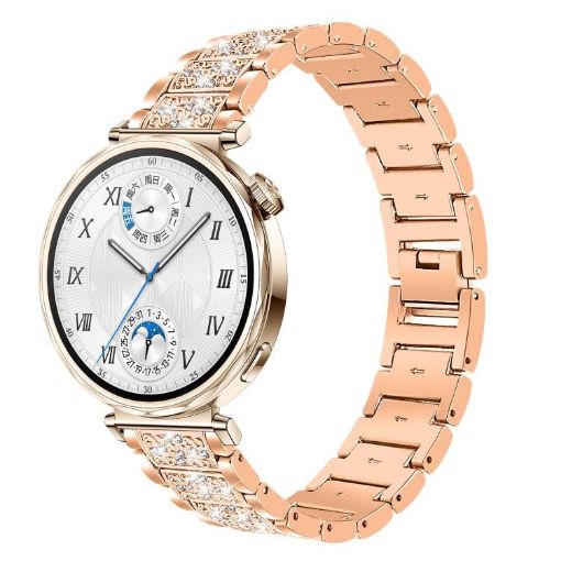 22mm Diamond Jewelry Steel Band for Huawei Watch GT5/4 Pro (Rose Gold) - 1