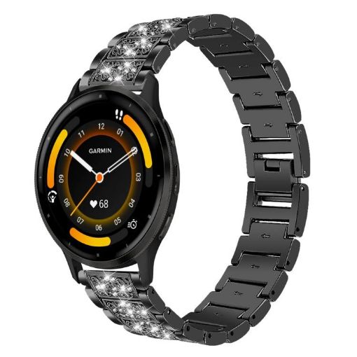 Garmin Venu 3/vivoactive4 22mm Diamond Steel Watch Band (Black) - 1