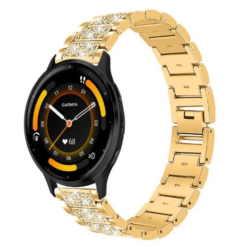 22mm Gold Diamond Steel Watch Band for Garmin Venu 3/Vivoactive 4 - 1