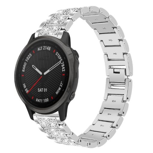 Garmin Fenix 8/7S/6S/5S Diamond Steel Watch Band (Silver) - 1