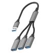 3 in 1 USB-A OTG Expander Splitter Dock Station (Fabric Grey) - 1