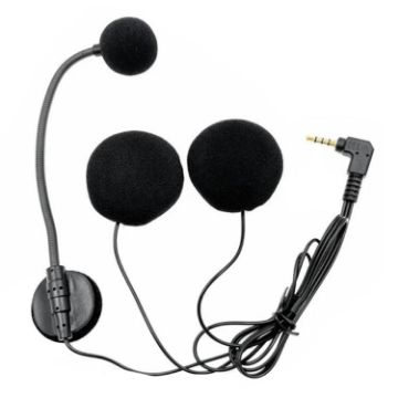 Black Motorcycle Half Helmet Intercom Headset Microphone - 1