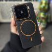 Xiaomi 13 Pro Black Orange TPU MagSafe Case, Litchi Grain Design - 2