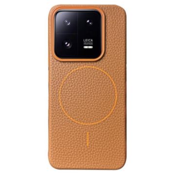 Xiaomi 13 Pro MagSafe Litchi Grain TPU Case Gold Brown - 1