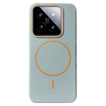 Xiaomi 14 Pro MagSafe Litchi Grain TPU Case - Blue Orange - 1