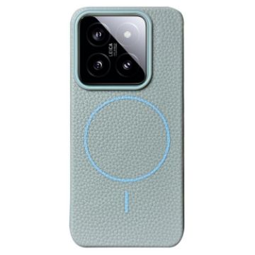 Xiaomi 14 Pro Light Blue TPU MagSafe Case with Litchi Grain Design - 1