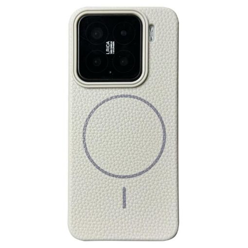 Xiaomi 15 MagSafe Thin Circle Litchi Grain TPU Case - White Grey - 1