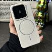 Xiaomi 15 Pro MagSafe Litchi Grain TPU Case - White Grey - 2