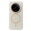 Xiaomi 14 Ultra Thin MagSafe Litchi Grain TPU Case White Orange - 1