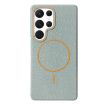 Galaxy S22 Ultra 5G MagSafe TPU Case Blue Orange Litchi Grain - 1