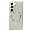 Samsung Galaxy S23 5G MagSafe Litchi Grain TPU Case (White Orange) - 1