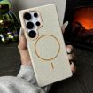 Samsung Galaxy S23 FE 5G MagSafe Litchi TPU Case (White Orange) - 2