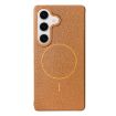 Samsung Galaxy S24 FE 5G Litchi Grain TPU Case, Gold Brown - 1