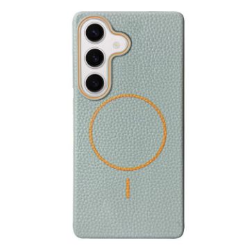 Galaxy S24+ Blue Orange MagSafe Thin TPU Litchi Grain Case - 1
