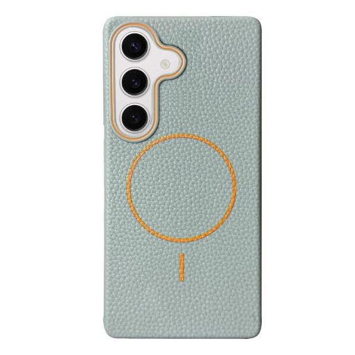 Galaxy S24+ Blue Orange MagSafe Thin TPU Litchi Grain Case - 1