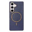 Samsung Galaxy S24+ 5G TPU Case Dark Blue Orange MagSafe Litchi Grain - 1