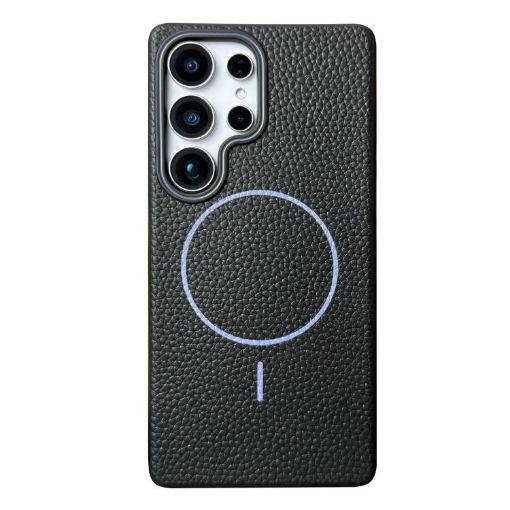 Galaxy S24 Ultra 5G MagSafe TPU Case - Black Purple Litchi Grain - 1