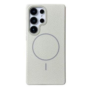 Samsung Galaxy S24 Ultra MagSafe Litchi TPU Case (White Grey) - 1