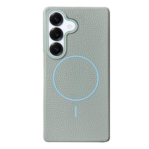 Galaxy S25+ 5G Light Blue MagSafe TPU Phone Case Litchi Grain - 1