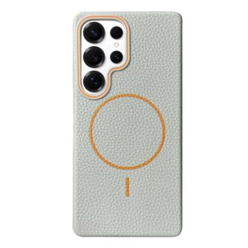 Galaxy S25 Ultra 5G MagSafe TPU Case - Grey Orange Litchi Grain - 1