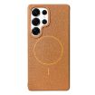 Samsung Galaxy S25 Ultra 5G MagSafe Litchi TPU Case Gold Brown - 1
