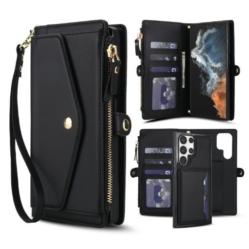 Galaxy S23 Ultra 5G Wallet Detachable Leather Case with Lanyard - 1