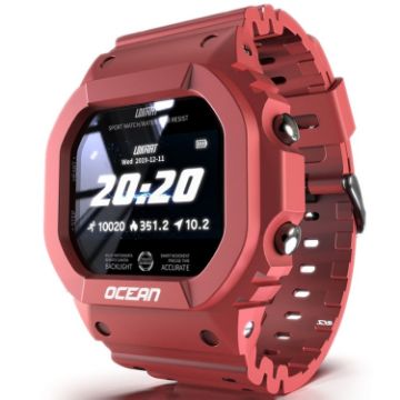 Lokmat OCEAN Smart Watch, 1.14" TFT, IP68, Sleep/Sport, Wine Red - 1