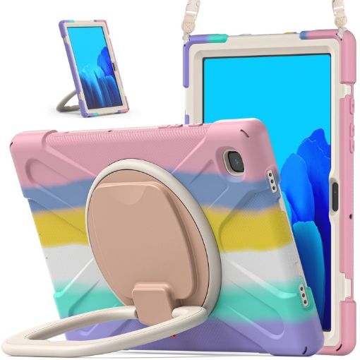 Galaxy Tab A7 10.4 Case with Holder & Strap, Silicone + PC, Pink - 1