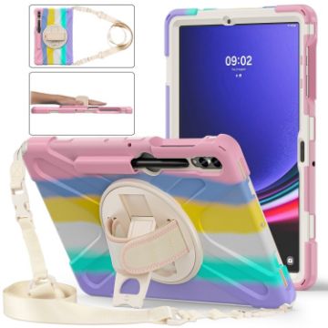 Samsung Galaxy Tab S9+/S8+/S7 FE Case with Holder & Strap, Pink - 1